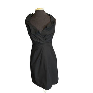 J. Crew women's  black midi dress with v neck ruffle collar size 2